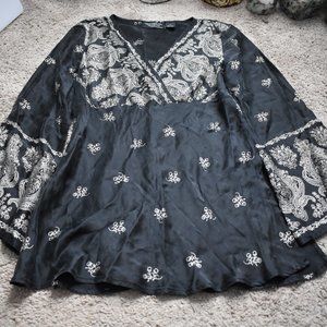 New York City Design Co. Black Silk Blouse Size Small